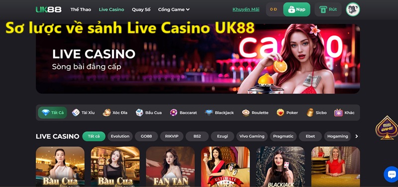 Sơ lược về sảnh Live Casino UK88